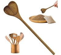 Heart Shaped Wood Spoon with Long Handle, Cooking Kitchen Utensils, Valentine Spoons Heart Shaped Bamboo Spoon, Serving Table Spoon Food Spoon Honey Spoons Kitchen Utensils