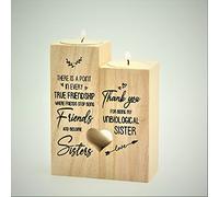 Heart shaped wooden candle holder,natural wooden craft,wooden candlesticks,the best gift for sister.Romantic birthday gift for friend(To my sister(B1))