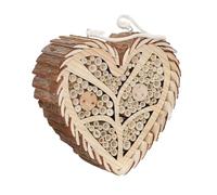Heart-Shaped Wooden House with Bamboo Tubes Hive Hanging Insect Habitat for Pollinators