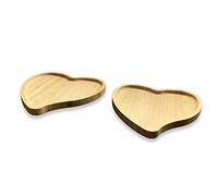 Heart Shaped Wooden Tray Set (Set of 2) - Dual Wood Serving Platters for Party Food, Snacks, Tapas, Cheese - Candle Tray, Ottoman Display, Trinket Dish (Dual Small)