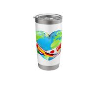 Heart Shaped World Earth Globe World map Design Stainless Steel Insulated Tumbler