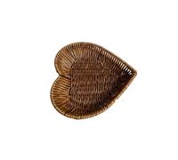 Heart-Shaped Woven Storage Basket Multi-Uses Simulation Rattan Desktop Baskets For Bread Fruit Restaurant Serving Display for Home(28X25X5cm)