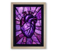 Heart Shattered Abstract Framed Wall Art Print A2 (59.4×42cm) Oak, Wall Decor for Living Room, Bedroom, Office & Home, Ready to Hang, Art Gift
