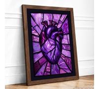 Heart Shattered Abstract Framed Wall Art Print A3 (42×29.7cm) Walnut, Wall Decor for Living Room, Bedroom, Office & Home, Ready to Hang, Art Gift
