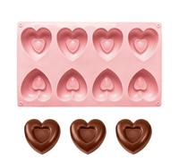 Heart Silicone Mold - 130g 8-Cavity Cake Pan, Non-Stick Chocolate Baking Tray, Flexible | Candy Making Party Treats Resin Art Craft Kitchen Valentines Day Holiday Cake Decorating 29x17x2.5cm