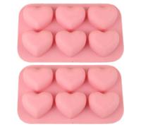 Heart Silicone Molds, 2Pack 6-Cavity Safe Cute 3D Valentine's Day Heart Chocolate Molds for Candy, Ice Cubes, Resin, and Soap Making