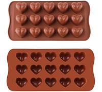 Heart Silicone Mould, 15 Hearts Sweet Moulds for Baking, Cake Topper Moulding Candy Chocolates Cookie Ice Jelly and DIY Wax Melt Moulds