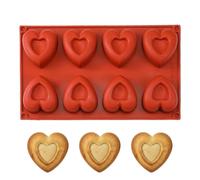Heart Silicone Mould - 29.5 x 17.5 x 2.5 cm Soap Moulds | 8 Cavity Silicone Dessert Mould for Kitchen Valentine's Day Cake Decorating Candy Making Frian