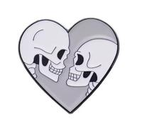 Heart Skull Enamel Pin Gothic Love Design Metal Lapel Badge 3cm x 3cm Polished Finish Secure Clasp Jacket Hat Bag Collectible
