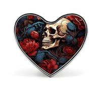 Heart Skull Image Poster Printed Brooch Badge for Backpacks Or Lapels