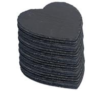 Argon Tableware Heart Slate Placemats - 25cm - Pack of 24 - Black Natural Stone Slate Dinner Mats Dinnerware Plate Placemats for Kitchen, Home, Bar, Restaurant, Weddings, Events