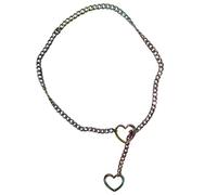Heart Slip Chain Necklace - Heart Lock Necklace, Stainless Steel Slip Chain Necklace | Stylish Heart Pendant Choker, Adjustable Cuban Link Chain, Heart Shape Slip Chain Choker for Women Girls