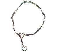 Heart Slip Chain Necklace - Stainless Steel Y Shape | Adjustable Cuba | 25 or 32 Inch Length, Heart And O Ring Detail, Adjustable Fit, European American Style, Punk Inspired Design, Gold Black