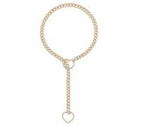 Heart Slip Chain Necklace - Stainless Steel Y Shape | Adjustable Cuba | 25 or 32 Inch Length, Heart And O Ring Detail, Adjustable Fit, European American Style, Punk Inspired Design, Gold Black