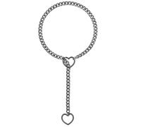 Heart Slip Chain Necklace - Stainless Steel Y Shape | Adjustable Cuba | 25 or 32 Inch Length, Heart And O Ring Detail, Adjustable Fit, European American Style, Punk Inspired Design, Gold Black