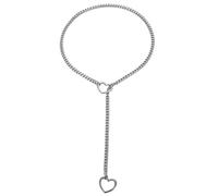 Heart Slip Chain Necklace - Stainless Steel Y Shape | Adjustable Cuba | 25 or 32 Inch Length, Heart And O Ring Detail, Adjustable Fit, European American Style, Punk Inspired Design, Gold Black