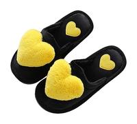 Heart Slippers Women| Womens Black Fluffy Slippers| 3D Heart Sliders| Ladies Mule Sliders| Warm Homewear Shoes| Soft Plush Slides| Comfy Bedroom Slides| Cute Non Slip Slipper For Her