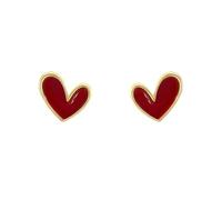 Heart Small Stud Earrings for Women Cute Post Black/White/Red Enamel Heart Shaped Hypoallergenic Tiny Studs Fashion Minimalist Y2K for Her
