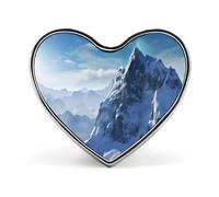 Heart Snow Mountain Brooch Classic Mini Pin 1 Inch Aluminum Alloy Lapel Pin Personalized Button Badge for Backpack Hat Suit Jacket Clothing Decoration