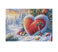 Heart Snow Scene 300 Piece Pack DIY Jigsaw Puzzle Collectors Cognitive Development Educational Decorative Puzzle Gifts for Adults Premium Cardboard 300 PCS/40x28cm