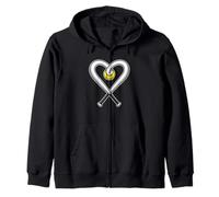 Heart Softball Bats Love Player Coach Fan Zip Hoodie