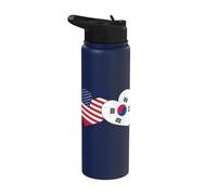 Heart South Korea Love US Flag Half Korean Half American Stainless Steel Insulated Water Bottle
