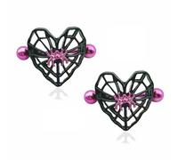 Heart Spider Web Nipple Rings - Stainless Steel 14G Spiders Nipplerings - Nipple Piercing Barbell Studs - Halloween Body Piercing Jewelry for Women