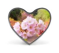 Heart Spring Blossom Flower Brooch Classic Mini Pin 1 Inch Aluminum Alloy Lapel Pin Personalized Button Badge for Backpack Hat Suit Jacket Clothing Decoration