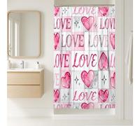 Heart Stall Shower Curtain, Romantic Fanciful Love Star Valentine Peach Polyester Waterproof Decorative Bathroom Curtain for Bathroom Toile Guest Room Decor 36x72 Inch