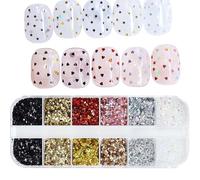 Heart Star Nail Sequins,1 Boxes 12 Grids Laser Heart Love Star Nail Art Glitter,Sparkling Valentine's Day Holographic Glitter Sequins for Women Girls Manicure (B)