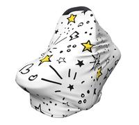 Heart Star Pattern Nursing Cover 360° Full Coverage Cartoon Stretch Scarf for Breastfeeding and Car Seat Cover Fit for Most Pushchairs and Prams