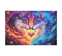 Heart Starry Colorful Wolf 1000 Piece Jigsaw Puzzle for Adults Fantastic Beasts Meditation Aid Mindful Practice Detailed Design for Yoga Enthusiasts 1000 PCS