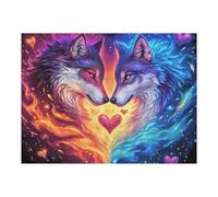 Heart Starry Colorful Wolf 500 Pc DIY Jigsaw Puzzle Fantastic Beasts Puzzles for Adults Teens Hard Challenging Team Building Stress Reducing Autumn High-grade Rigid Cardboard 500 PCS