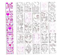 Heart Stencils Set of 25 Reusable PET Valentines Day Decorations Drawing Painting Word Stencils for Wedding Date Night Holiday