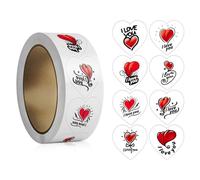 Heart Sticker Self-Adhesive 2.5cm Decorating Scrapbooking Easy to Use for Couples Students Craft Enthusiasts 500pcs/Roll Love Sticker Heart Valentine's Day Gift Self-Adhesive