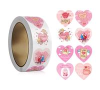 Heart Sticker Self-Adhesive 2.5cm Decorating Scrapbooking Easy to Use for Couples Students Craft Enthusiasts 500pcs/Roll Love Sticker Heart Valentine's Day Gift Self-Adhesive
