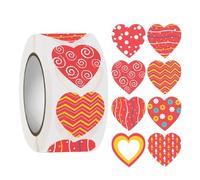 Heart Stickers - 500 Pack Valentine's Day Love Stickers | Heart Shaped Self-Adhesive Labels for Wedding Party Gift Wrapping | Commercial Decor Box Packaging Seals, Paper, 0.98 Inch