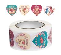 Heart Stickers - 500 Pieces Decorative Self Adhesive Decal, Crimson Paper Circles, Romantic Stationery Embellishment, Artistic Labeling Presentation Supply for Custom Aesthetic Finish