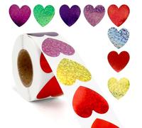 Heart Stickers 500Pcs,Colorful Glitter Stickers,Self-Adhesive Love Sticker for Scrapbooking,Journals,DIY Crafts,No Residue,Durable & Reusable - Perfect for Kids,Teens,Teachers,Home & School Decor
