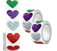 Heart Stickers, Love Heart Stickers, Glitter Stickers for Envelopes, 2 Rolls with 1000 Pieces Each, 2.5 cm Wide, Ideal for Teachers, Parents, Kids, DIY Crafters, Event Planners