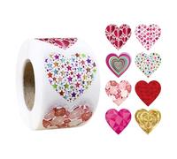 Heart Stickers Pack - 500 Pieces Roll Stickers, Colorful Self Adhesive Labels | Creative Decorative Sticker for Holiday Crafts, Party Envelope Scrapbook, Fo