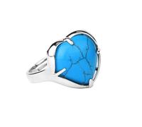 Heart Stone Ring For Women Silver Statement Ring With Large Heart Shape Crystal Boho Elegant Gemstone Jewelry Gift For Mom Daughter Lover