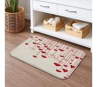 Heart Strings Quick Dry Bath Mat, Romantic Red & White Absorbent Non Slip Shower Mat, Valentine's Decorative Flannel Washable Bath Rugs 20x32 Inch