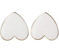 Heart stud Earrings Alloy Woman Minimalist Fashion Love Heart Enamel Big Statement Earring,White Durability and professional