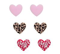 Heart Stud Earrings for Women 3 Pairs Heart Stud Earrings Set Love Heart Earrings Acrylic Love Statement Pink Red Black Heart Earrings Set for Mum Wife Jewelry, One size, Acrylic, No Gemstone