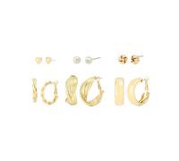 Heart Stud & Knot Hoop 6-Piece Mixed Earrings Set Steve Madden Metallic Gold One Size
