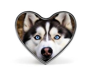Heart Stupid Husky Dog Brooch Classic Mini Pin 1 Inch Aluminum Alloy Lapel Pin Personalized Button Badge for Backpack Hat Suit Jacket Clothing Decoration