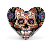 Heart Sugar Skulls Printed Brooch Badge for Backpacks Or Lapels
