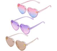 Heart Sunglasses, Pack of 3 Heart Sunglasses Set, Heart Shape, Children's Sunglasses, Party Glasses, Colourful Heart Glasses for Girls, Boys, Adults, Beach Party, Photo Props (B)