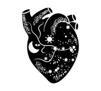 Heart Surreal Astrology Wall Decals 60.8x81.1cm Multi Color Selection Black